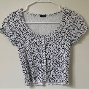 Floral button down tee